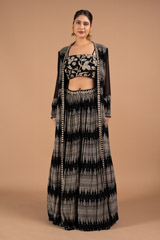 Printed Crepe Black top and bottom set5467 video